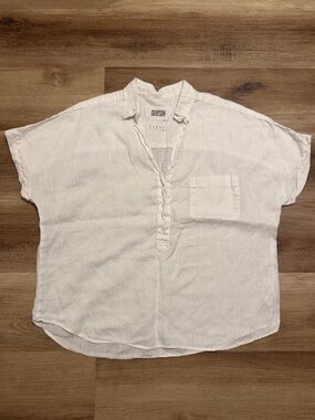 Grayson The Artist Short Sleeve Shirt 100% Linen White Pull Over Top Size 3 M